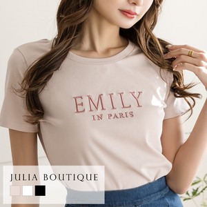 再入荷【トップス】EMILY刺繍ロゴデザインTシャツ 半袖 22044