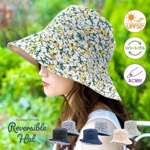 Hat Reversible Small Plain Color Floral Pattern Ladies'