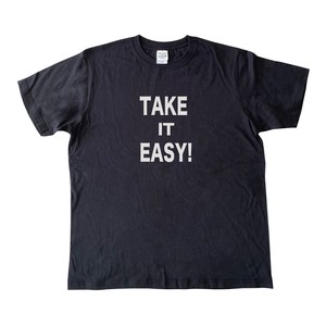 TAKE IT EASY ブラック　半袖 Tシャツ メンズ レディース 綿Tシャツ お揃い コーデおもしろTシャツ
