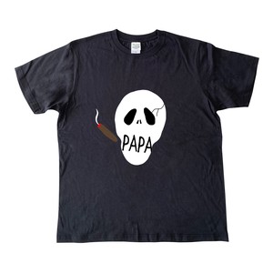 ドクロ PAPA ブラック　半袖 Tシャツ メンズ レディース キッズ 綿Tシャツ お揃い コーデおもしろTシャツ