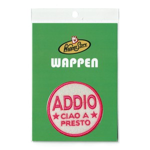 ワッペン Addio(ホワイト&ピンク/ラウンド) MTW-063 アイロン アメリカ 雑貨 カワイイ おしゃれ