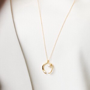 Gold Chain Pearl Necklace Pendant Long Jewelry Made in Japan