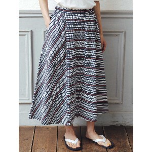 Skirt Bird Cotton Panel Skirt Border