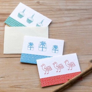 【フェアトレード】手漉き紙のミニグリーティングカード(3枚セット)