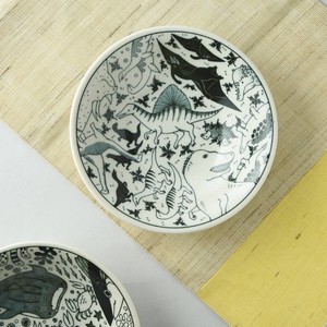 Mino ware Donburi Bowl Encyclopedia of Life 17cm Made in Japan