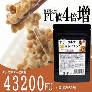 【大容量】熟生ナットウキナーゼ＆レシチン＿43200FU　サプリメント