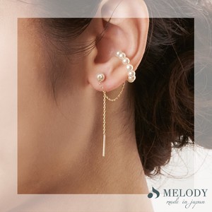 Pierced Earrings Gold Post Pearl Earrings Ear Cuff Jewelry Made in Japan