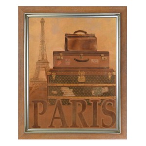 「PARIS/パリ」イラスト入り額縁 カーキステイン 壁掛け
