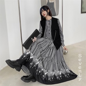韓国ファッション ストライプ ワンピース「2022新作」