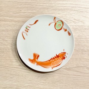 三花オリジナル　京焼　五寸皿　赤鯉