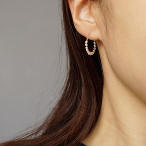 〔14kgf〕淡水パールフープノンホールピアス 　(イヤリング) (pearl  earrings)