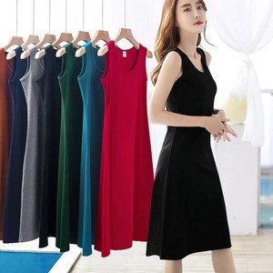 Casual Dress Plain Color Spring/Summer Sleeveless One-piece Dress Ladies' Simple NEW