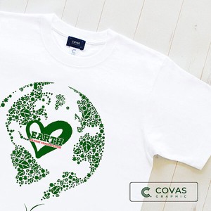 ユニセックス・プリントTシャツ　"緑の地球"　ホワイト　半袖 Tシャツ