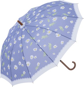 婦人雨傘　ジャンプ傘　12本骨　58cm　ホワイトフラワー　花柄