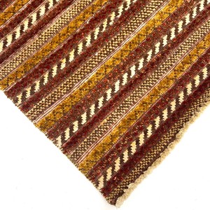手織り絨毯　ラグ　約80x130cm　ウール　ハンドノット　マルチカラー　マット　玄関　凸凹【11611】