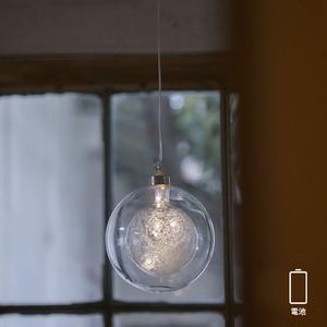 LEDライト ダブルガラス ファイバーボール（ワイヤー50cm）／電池式 吊り下げ クリスマス