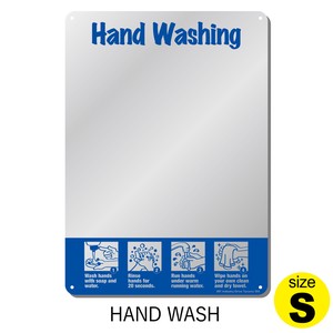 MIRROR SIGN【HAND WASH-Ssize】プレート サイン 鏡 ミラー 3M アメリカン雑貨