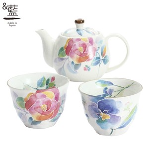 Mino ware Japanese Teacup Gift Set Pottery Indigo