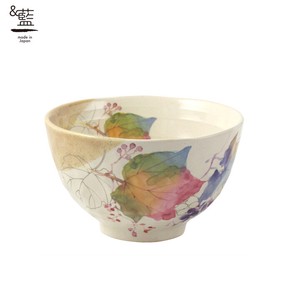 Mino ware Rice Bowl single item Japanese Style Grapes Pottery Indigo
