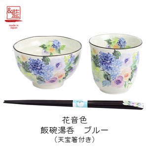 Mino ware Rice Bowl Gift Set Blue Pottery Indigo