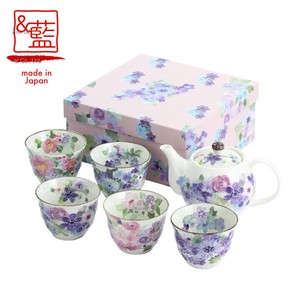 Mino ware Japanese Teacup Gift Set Pottery Indigo