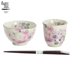 Mino ware Rice Bowl Gift Pink Set Pottery Indigo