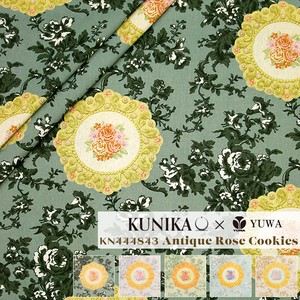 有輪商店 KUNIKA×YUWA 綿麻キャンバス "Antique Rose Cookies" [A. Green & Orange]/生地 布/KN444843