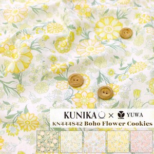 有輪商店 KUNIKA×YUWA 綿麻キャンバス "Boho Flower Cookies" [D. Light yellow×Lemon]/生地/KN444842