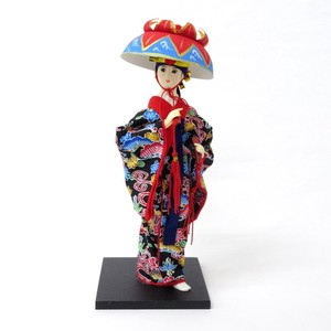 9インチ　日本人形　沖縄　琉球舞踊　ブラック