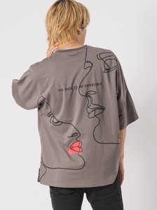 アートグラフィックプリント　ドルマンTシャツ/ユニセックス　ビッグシルエット　刺繍