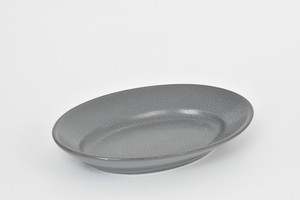 アッシュグレー12吋オーバル 灰系 洋食器 楕円皿 変形プレート 日本製 美濃焼 おしゃれ