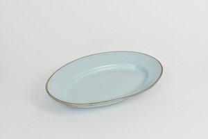 ソーダ12吋オーバル 青系 洋食器 楕円皿 変形プレート 日本製 美濃焼 おしゃれ