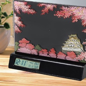 ☆日本伝統技法【新定番】MAKI-E Digital Clock and Picture Frame/ 蒔絵・時計付き写真たて　城