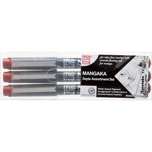 ZIG Cartoonis Marker/Highlighter Sepia MANGAKA Limited M 3-pcs set