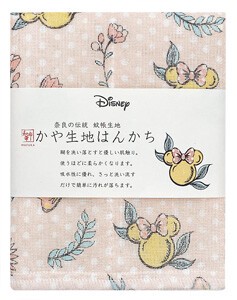 【日本製】Disney ディズニー かや生地 ハンカチ 『ガーリースタイル/ミニー』奈良の 蚊帳生地 使用