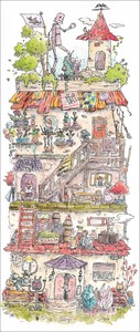 ロングポストカード イラスト かわいみな「魔女のシェアハウス」105×245mm メッセージカード