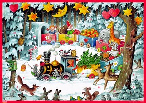 【4/30まで】アドベントカレンダー 動物たちの電車【クリスマス/受注発注商品/ドイツ製】