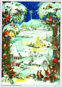 【4/30まで】アドベントカレンダー 森の動物と雪の積もったお家【クリスマス/受注発注商品/ドイツ製】