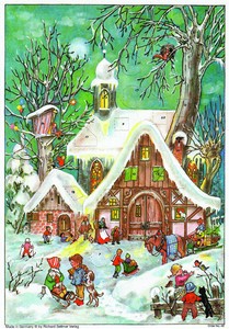 【4/30まで】アドベントカレンダー 雪が積もった大きな家【クリスマス/受注発注商品/ドイツ製】