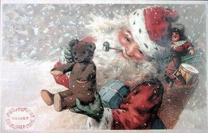 【4/30まで】クリスマス ポストカード サンタクロースとベアー【受注発注商品/ドイツ製】
