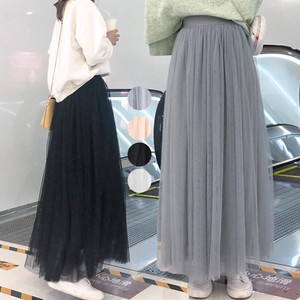 Skirt Tulle Lace Plain Color Long Skirt Maxi-skirt 3-layers 4-colors