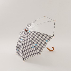 キッズ雨傘 50cm ギンガム BLACK 【392／サンキューニ】 Q066