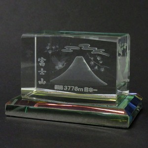 3Dクリスタル　富士山と鶴　台座付