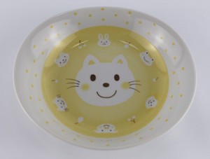 にっこり アニマル カレー皿 ねこ ネコ 猫 cat 美濃焼 日本製 made in Japan