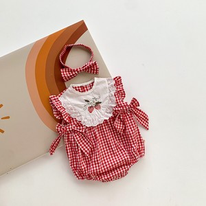 Baby Dress/Romper Ribbon-set Ruffle Rompers Kids Checkered