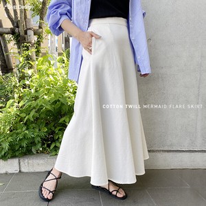 Skirt Twill Flare Long Cotton