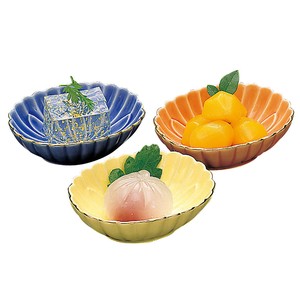 小判型菊皿【ルリ/オレンジ/黄】＜日本製＞美濃焼