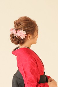 HA22-003 髪飾りセット ドライフラワー パールワイヤーカチューシャ　ピンク　紫陽花　かすみ草　木箱