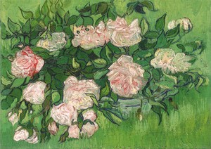 Postcard Roses Pink Message Card Van Gogh