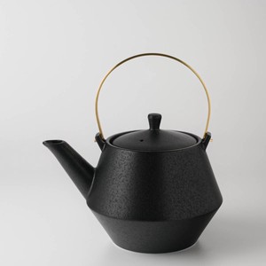 晋山窯ヤマツ Frustum 土瓶 黒釉 (真鍮ツル)[茶1][日本製/美濃焼/和食器]
